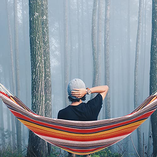 Rooity Patio Hammock Double Hammocks With Portable Carrying Bag,Soft Woven Fabric, Up To 450 Lbs Hanging For Trees,Garden,Backyard,Porch,Outdoor And Indoor Xxx-Large Stripe #TOP4