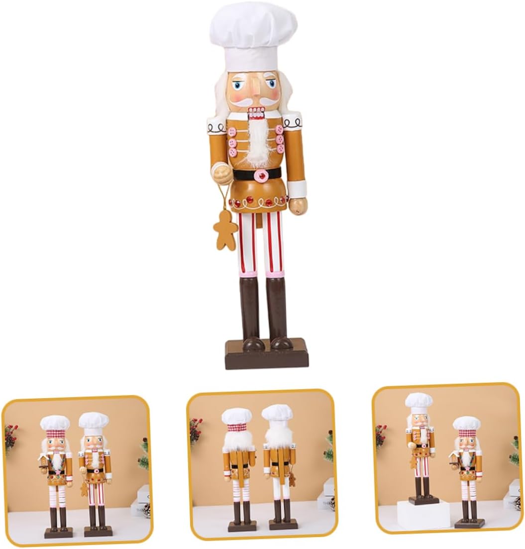 PRETYZOOM Wooden Nutcracker Figurine Christmas Decor Realistic Xmas Desktop Nutcracker Puppet for Shelf Tabletop Holiday Decoration for Home Celebration