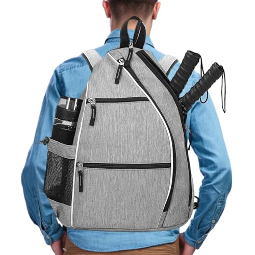 Genérico Sling Bag - Mochila versátil para raquetbol, ​​Almacenamiento Seguro de Paleta, Bolsillo de Malla para Botella de Agua | Portador de Viaje ergonómico Tipo, Ideal para Jugadores pr