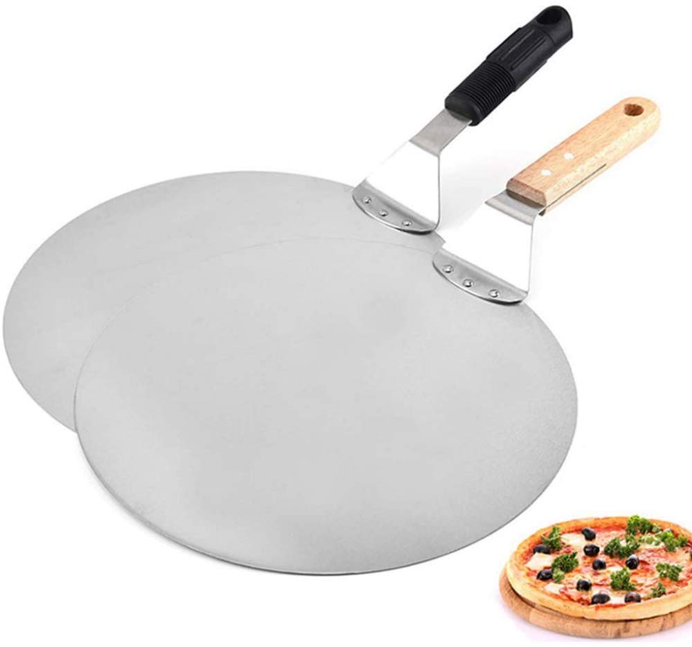 12 Cáscara De Pizza Redonda De Acero Inoxidable, Pala Para Horno, Transferencia Para Levantar Pasteles