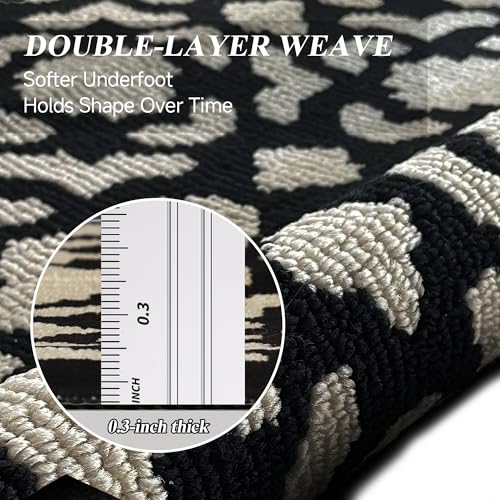Image of 2x6 Washable Runner Rug for Hallway, Non Slip Low-Pile Kitchen Rug, Durable Soft Floor Carpet Runners for Entryway, Bedroom, Bathroom, Laundry Room, Black Flower