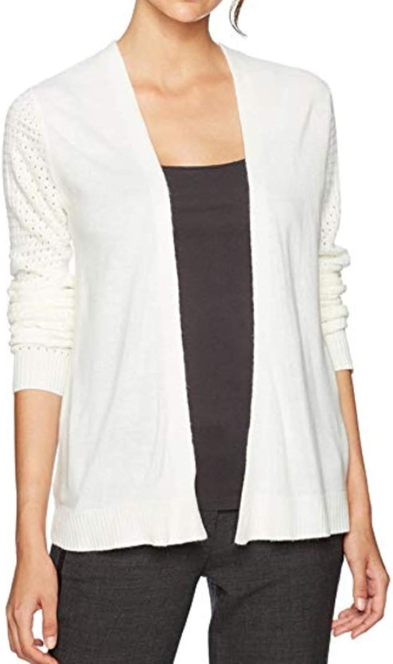 Sag Harbor Women's Long Stitch On Sleeves Open Front Cardigan at Amazon