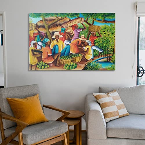 Haitian Folk Art Room Aesthetic Painting Poster Wall Art Paintings Canvas Wall Decor Home Decor Living Room Decor Aesthetic 24X36Inch(60X90Cm) Unframe-Style #TOP5