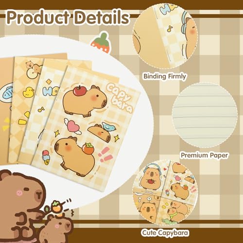 Image of Geluode Capybara Pocket Notebooks, 10 Packs in 4 Designs 3.2 inch x 4.7 inch Cute Waterproof Mini NotePad Diary for Birthday Gifts Stocking Stuffers Office Business School Kids Students Rewards