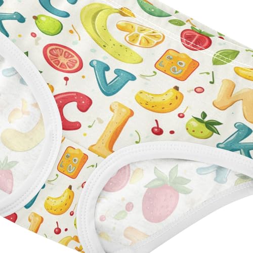 ZZKKO Cute Letters Fruits Girls Underwear Toddler Panties for Girls Comfort Brief Size 2-8T3
