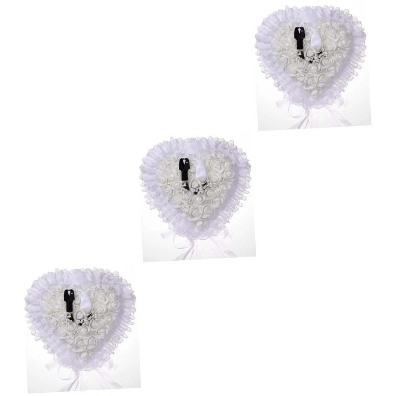 ABOOFAN 3pezzi Cuscino Portafedi Elegante Pizzo Per Matrimonio Decorativo e Riutilizzabile Per Cerimonie Di Fidanzamento e Nuziali Design Floreale Per Sposi