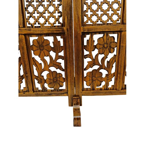 Image of Wooden Room Partition Screen Divider with Stands for Living Room & Bedroom | Folding Wooden Separator & Panel Room Partition Wall for Office & Salon