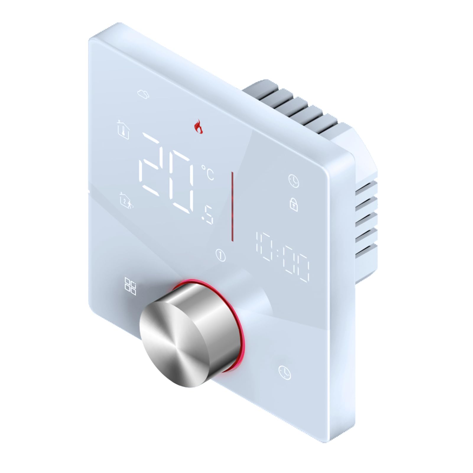 Hyuduo Inteligentny Termostat WiFi, Sterownik Wodnego Ogrzewania Podłogowego 5A ze Sterowaniem za pomocą Aplikacji, Programowalny Co tydzień Panel Dotykowy, Pokrętło Kolorowego Oświetlenia,