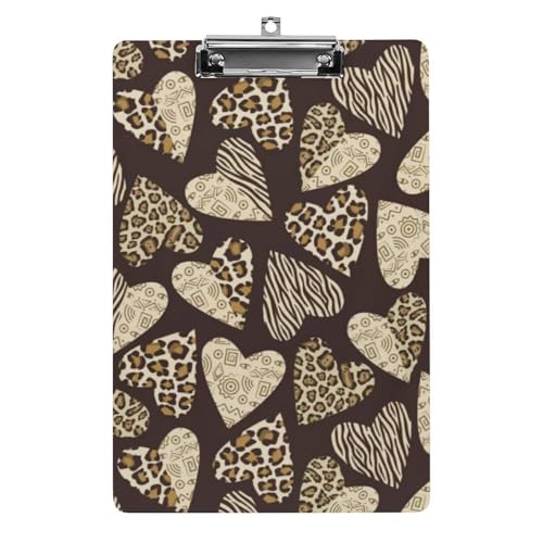 クリップボード ハート柄 ヒョウ柄 A4サイズ対応 クリップファイル バインダークリップ 用箋ばさみ ファイルボード メモ帳 縦型 書類整理 おしゃれ かわいい 筆記 多機能 壁掛け プレゼント