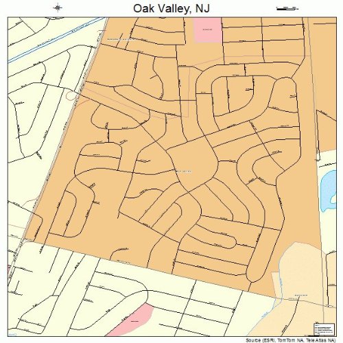 Large Street & Road Map of Oak Valley, New Jersey NJ Printed poster