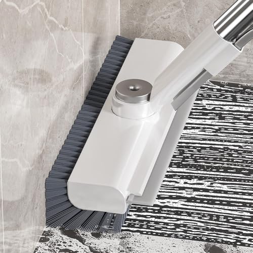 Image of 3 in 1 Bathroom Cleaning Brush with Wiper - Heavy Duty 51 inch Long Handle 360 Rotate Floor Scrubber Brush, Tiles Cleaning, Floor Scrub for Kitchen and Bathroom Wall