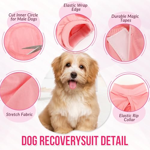 Image of Lukovee Recovery Suit for Dogs, Onesie Spay Neuter Surgery Suit Female Male | Soft Cotton, Easy On Off, Abdominal Wounds Prevent Licking, Prevent Licking Wounds, Cone E-Collar Alternative (Peach,L)