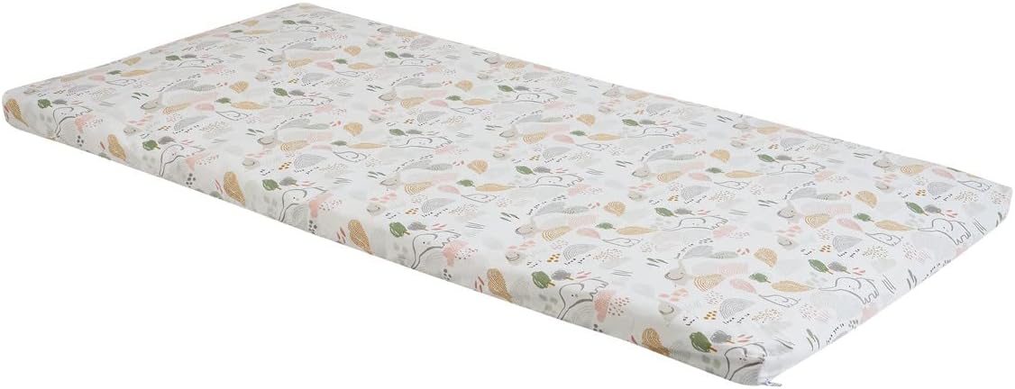 Tinéo - Baby Travel Mattress 60 x 120 x 4 cm, Waterproof PVC Bottom, Indoor and Outdoor Use, Removable, Rollable, Portable, Made in France (Savana)