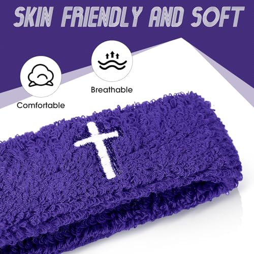 Image of Soulchen 4 pcs Cross Bicep Bands Wrist Bands Christian Arm Sweat Wristbands Absorbent Armband for Men Women Football Baseball Players Sports Activities Supplies