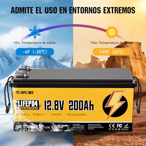 Miniatura 3 de Rvpozwer 12v 200ah Bateria Lifepo4, Batería De Litio Con Bms De 200a Y Protección Contra Bajas Temperaturas, 18000 Ciclos, Baterías De 2560wh Para Autocaravanas, Caravanas, Barcos Y Placas Solares