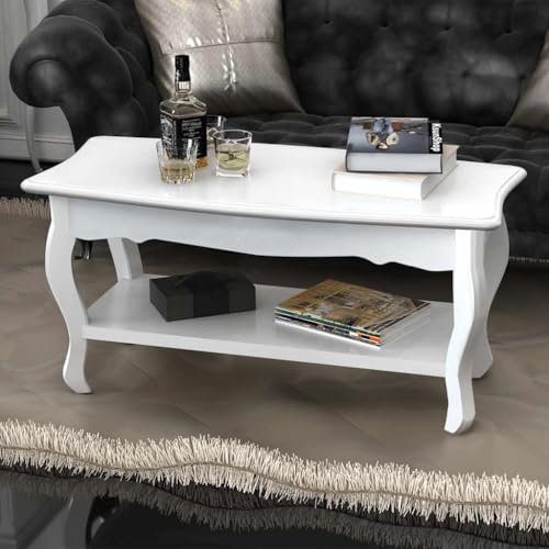 Qnhdfrt 2-Tier White Coffee Table 87.5 x...