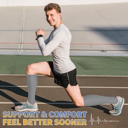 Image of 3 Pairs Knee High Graduated Compression Socks For Women and Men - Best Medical, Nursing, Travel & Flight Socks - Running & Fitness - 15-20mmHg