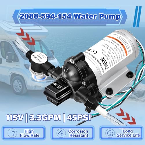 Image of 2088-594-154 Industrial Diaphragm Water Pump,115V 45PSI /3.1Bar 3.3GPM /11.4LPM 198GPH Industrial Pump,1 /2in Portable Electric Utility Industrial Pump for Beverage and Water Applications
