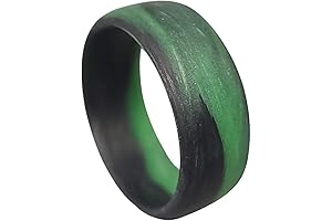 Silicone Rings for Couples: Elegant Wedding Set with Matching Carbon Fiber Green Glow Rings