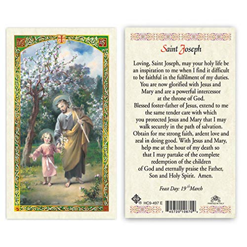 Prayer to Saint St. Joseph Laminated Prayer Cards - Pack of 25-
