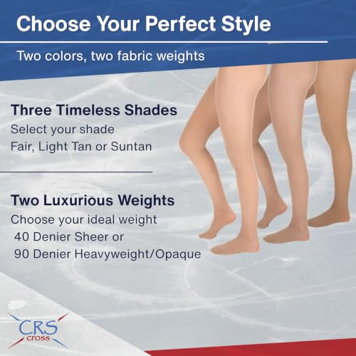 Image of CRS Cross Figure Skate Tights - 2 Pair Footed for Competitions, Practice, Ice Skating or Dance