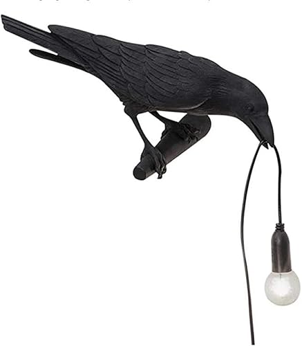 NorDiem Lámpara de pared de cuervo, lámpara de pared de pájaros góticos únicos para mesita de noche, dormitorio, sala de estar, decoración de granja