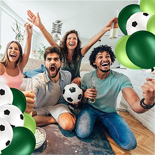 18 PCS Football Latex Balloons, Black Soccer Latex Balloons Sport Balloon, Black White Geen Football Balloon for World Cup Party Kids Birthday Party Sport Theme Party