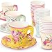 Talking Tables TS6-CUPSET-VINTAGE Truly Scrumptious Party Vintage Floral Tea Cups and Saucer Sets, Pack of 12, Height 8cm, 3", Mixed colors