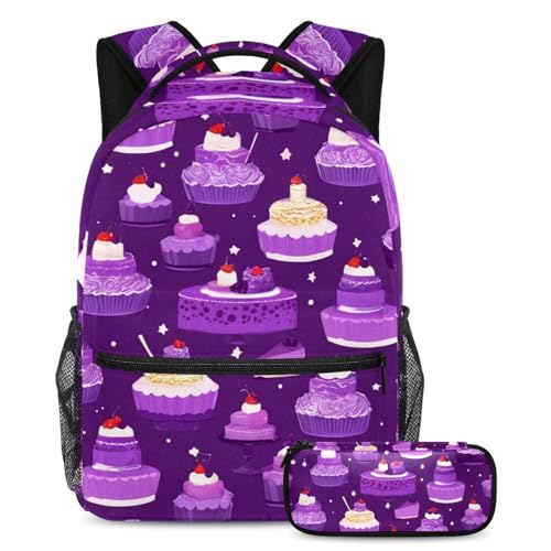 Sac à dos scolaire violet à motifs pour le collège et le lycée