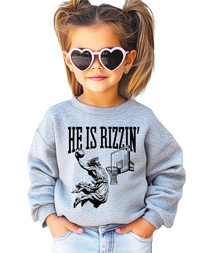 Olive Loves Apple He is Rizzin Sweatshirt for Men Women Teens and Kids Funny Gen Z Jesus Basketball Sweater2