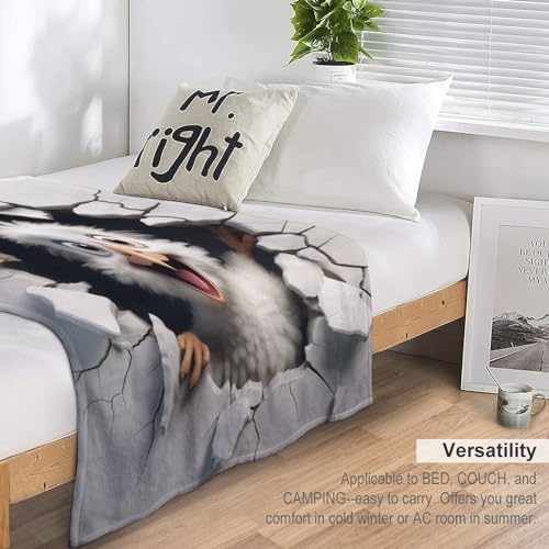 Couverture oiseau 130x180cm douce et chaude pour lit ou canapé