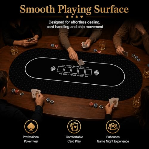 Tapete de póquer Texas Hold'em portátil con base de goma y bolsa de transporte 6