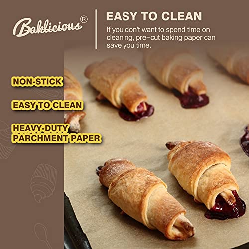 220 Pcs Unbleached Parchment Paper Baking Sheets, Baklicious Pre-Cut Heavy Duty Parchment Baking Paper For Air Fryer, Oven, Bakeware, Steaming, Cooking Bread, Cupcake, Cookies #TOP3