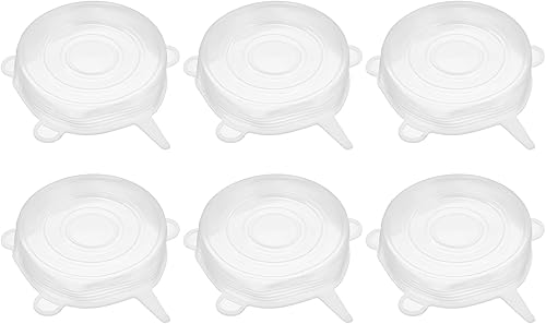 uxcell Tapas elásticas de silicona, paquete de 6 tapas redondas de 3.74 pulgadas, tapas de silicona reutilizables para tazas, tazones y cubiertas de