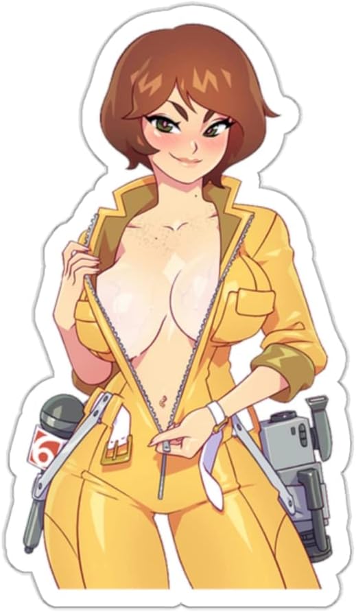 April Sexy Cartoon Girl Sticker Funny Sticker Cute Anime Waifu Lewd Ecchi Manga Art Laptop Stickers,E44 (4x4, white)