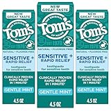 Tom’s of Maine Rapid Relief Plus Sensitive Toothpaste, Fluoride Free, 4.5 Oz, 3 Pack, Sensitive Teeth Toothpaste, Clinically Proven, Enamel Safe, Builds Arginine and Calcium Shield Around Teeth