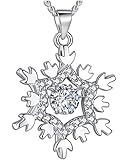 ANEWISH Fine Jewelry Necklace for Women Cubic Zirconia Snowflakes Sterling Silver Pendant for Girl Lady Bride