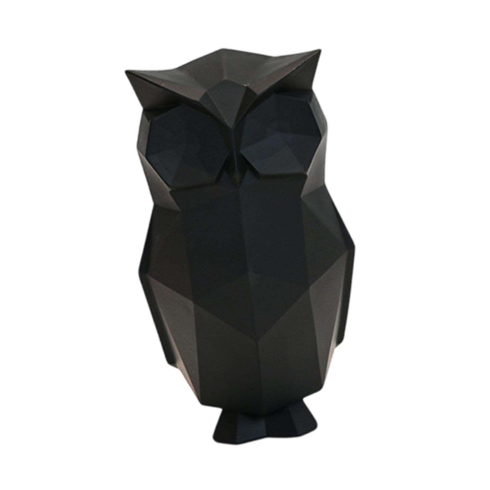 MagiDeal Figuras de búho Resumen Esculturas geométricas Portable de Trabajo de Resina Patio, Negro