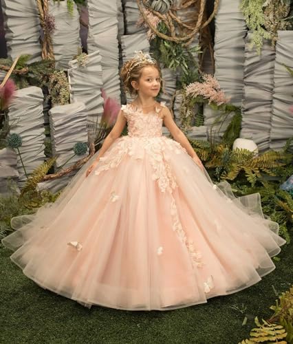Flower Girl Dress with Ruffles, Tulle & Lace Applique - Princess Pageant Dress for Wedding & Formal Occasions3