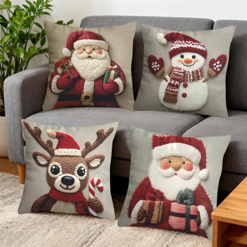 Housses de coussin de Noël lot de 4 idée cadeau pour maison et chambre - 4