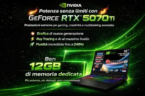 Vector 16 HX AI Notebook Gaming Intel Core Ultra 9 275HX, RTX 5070 Ti 12GB GDDR7, 32GB RAM, 1TB SSD, 16" QHD+ IPS 240Hz, Thunderbolt 5, WiFi 7, Tastiera RGB 24 Zone, Windows 11, AI Laptop - Notebook - Immagine 4