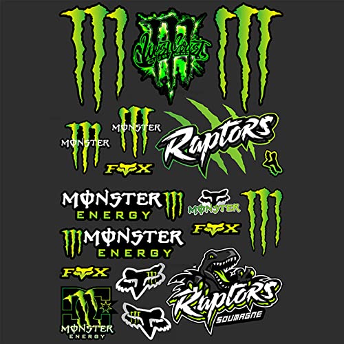 JIUYEJIU Monster Energy Aufkleber - Monster Aufkleber - Motocross Aufkleber -Helm Sticker Motorrad, Geeignet FüR MotorräDer, Helme, Autos, Laptops Usw (A8038)