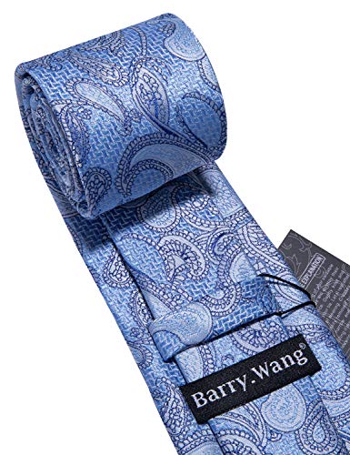 Image of Barry.Wang Paisley Tie Fashion Set Hanky Cufflinks Neckties for Men Woven Silk
