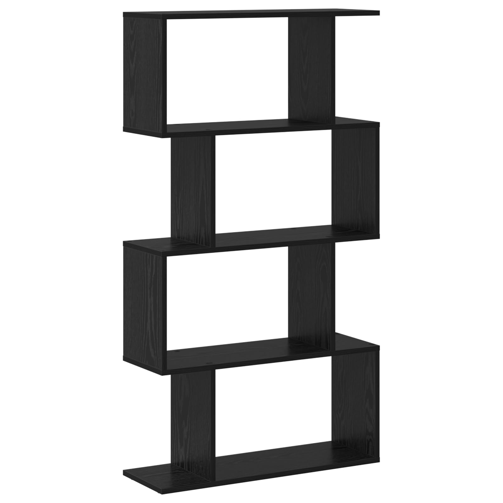 Libreria moderna in legno nero e effetto rovere, 70 x 24 x 129 cm, autoportante con molti ripiani per libri e decorazioni, ideale per soggiorno, ufficio