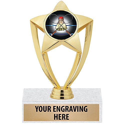 6″ Gold Star Badminton Trophies Badminton Racket Trophy Awards