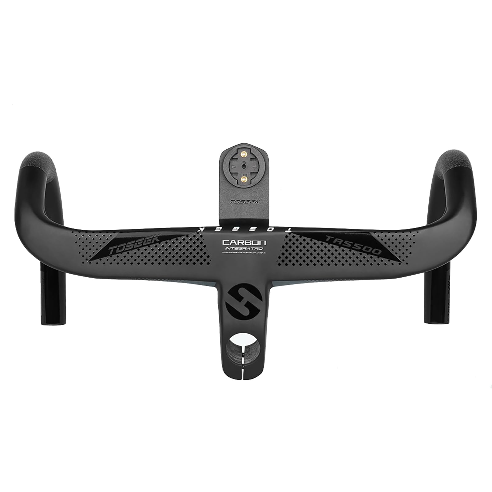 Manubrio per bici da strada in carbonio integrato, manubrio da corsa 360-440 mm, manubrio per bicicletta da strada con cavo interno, con supporto per computer per bici da strada (420 x 70 mm)