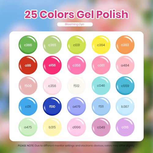 Image of Beetles Summer Gel Polish Set - Blooming Dye Colleciton, 25 Pastel Bright Colors with Blooming Gel Polish Set 4th of July Nails with Base Top Coat Trendy Colors Uv LED Lamp Salon DIY at Home
