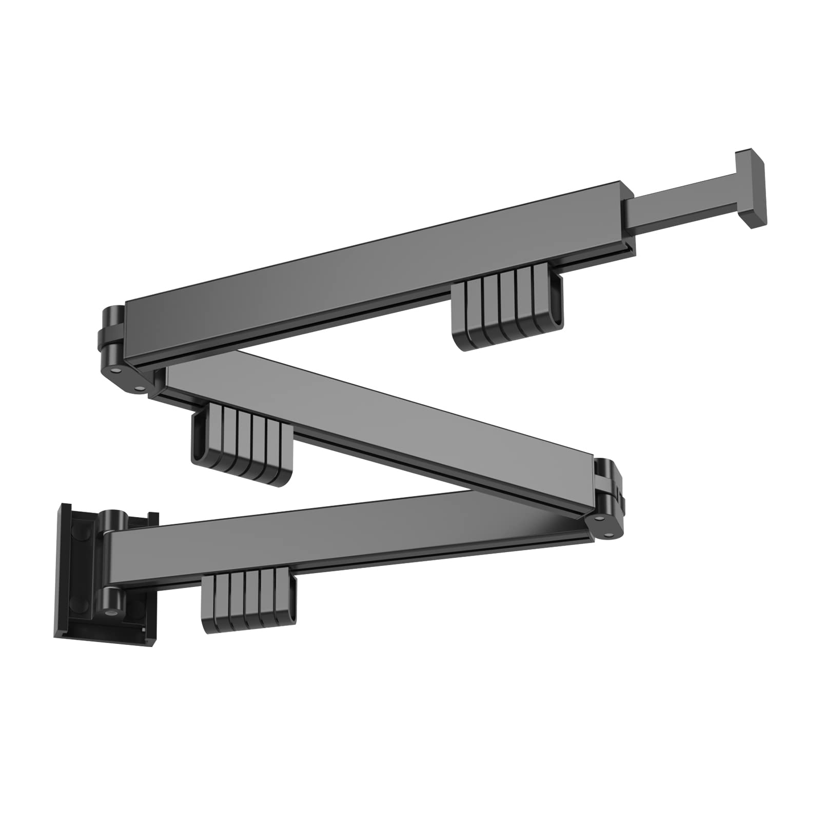 Wäscheständer Versenkbar mit 12/18 Haken, Wandmontierter Kleiderständer, Platzsparend Zusammenklappbar Kleiderstange mit Handtuchhalter für Balkon,Wäsche, Schlafzimmer (Schwarz-3 Faltbare Racks)