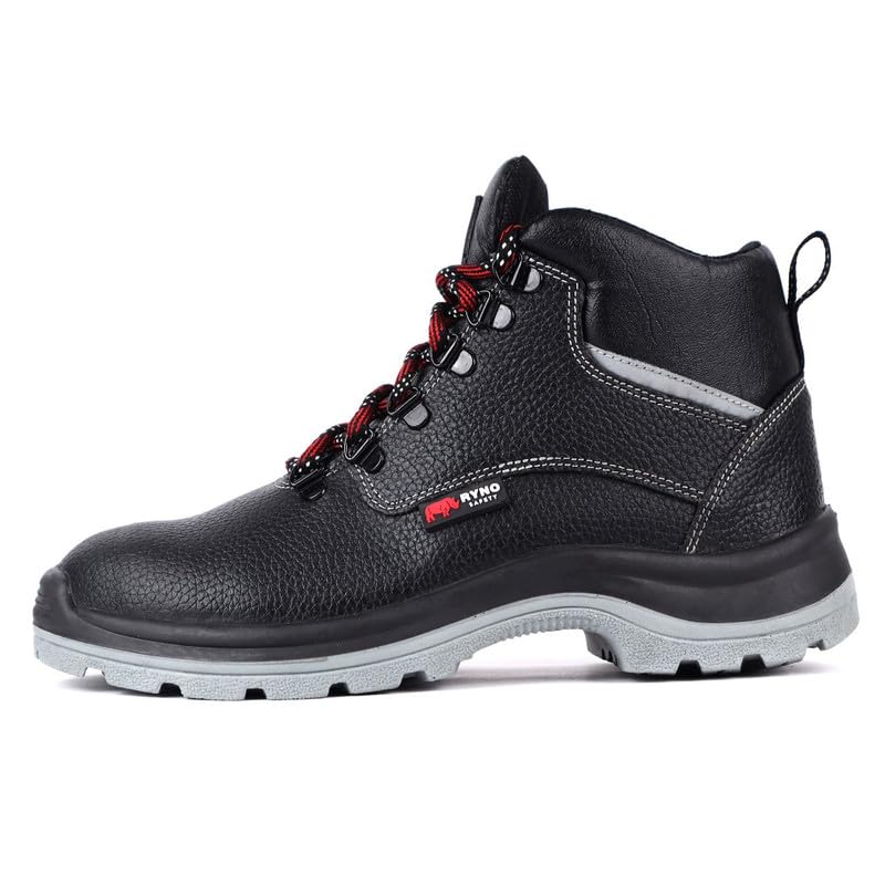 Image of Dubrovnik Black Safety Shoes for Men | High Cut Genuine Leather Safety Shoes Light Weight, Ankle Length | Multi-Purpose Footwear | BIS Industrial Safety Shoe with Steel Toe Cap
