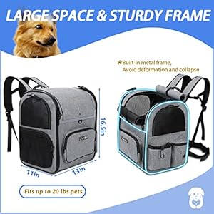 Pet-Carrier-Backpack-13-x-11x-165-for-Small-Medium-Dogs-and-Cats-Under-20LBS-Large-Space-Foldable-Backpack-with-Safety-Lock-Zipper-and-Breathable-Mesh-for-Travel-Hiking-CampingGrey - Cucciolini Doodles Pet-Carrier-Backpack-13-x-11x-165-for-Small-Medium-Dogs-and-Cats-Under-20LBS-Large-Space-Foldable-Backpack-with-Safety-Lock-Zipper-and-Breathable-Mesh-for-Travel-Hiking-CampingGrey